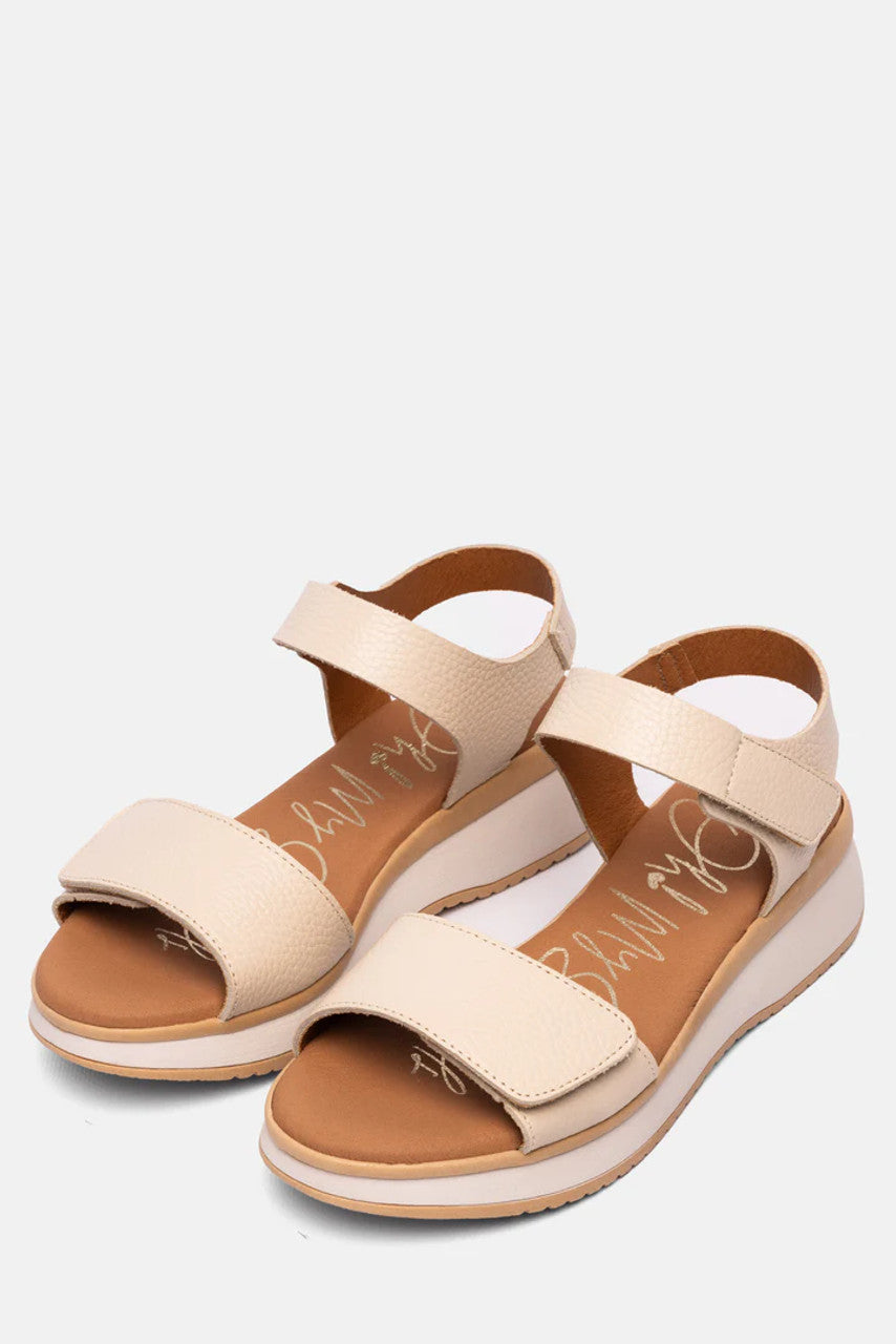 Oh My Sandals Velcro Cream Sandal - 5660