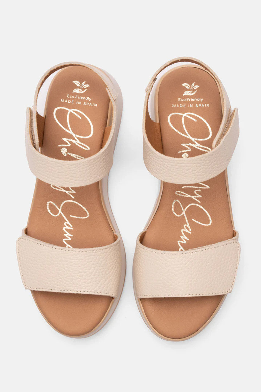 Oh My Sandals Velcro Cream Sandal - 5660