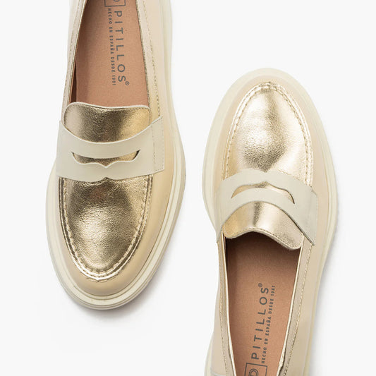Pitillos cream/metalic loafer -10384
