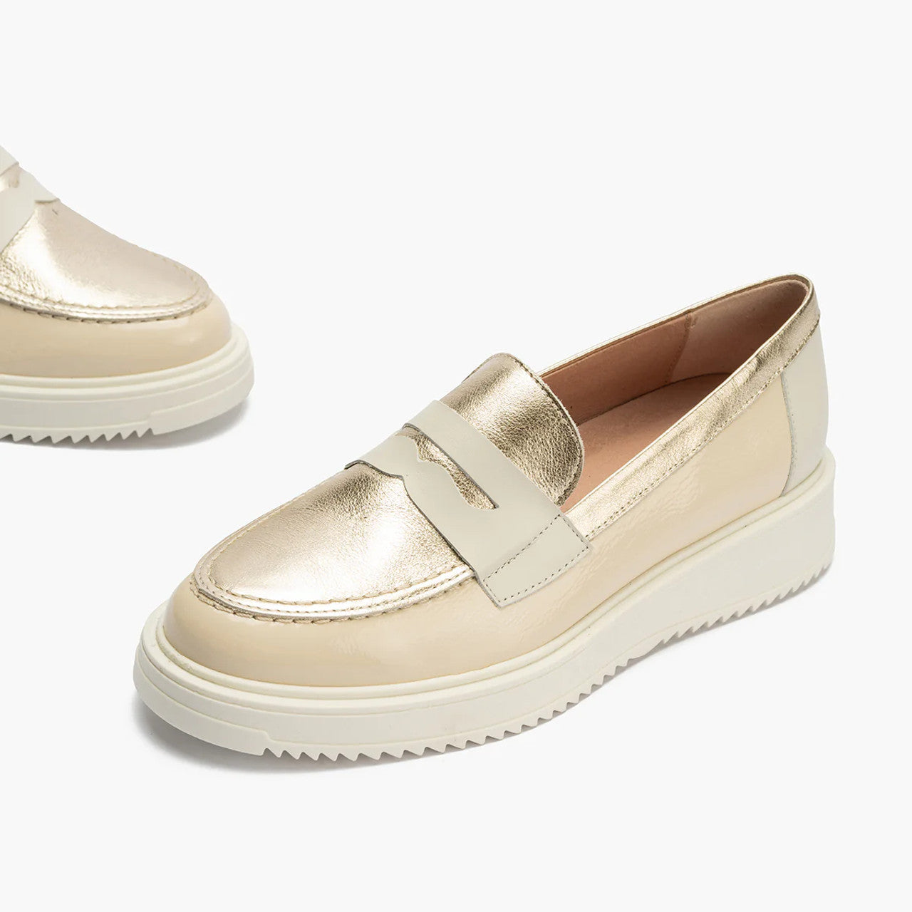 Pitillos cream/metalic loafer -10384