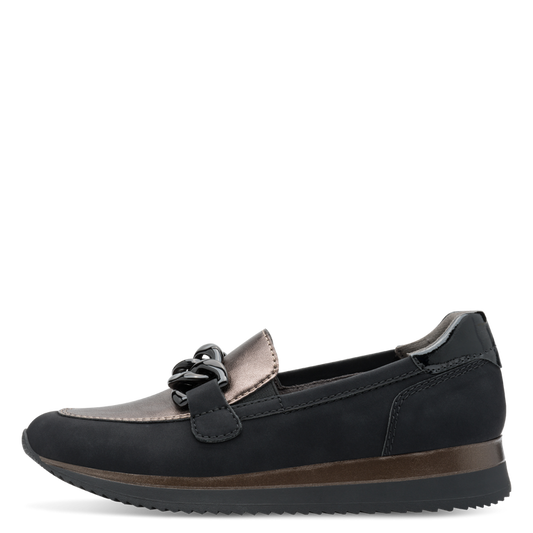Jana Black/Pewter Loafer 8-24766-43