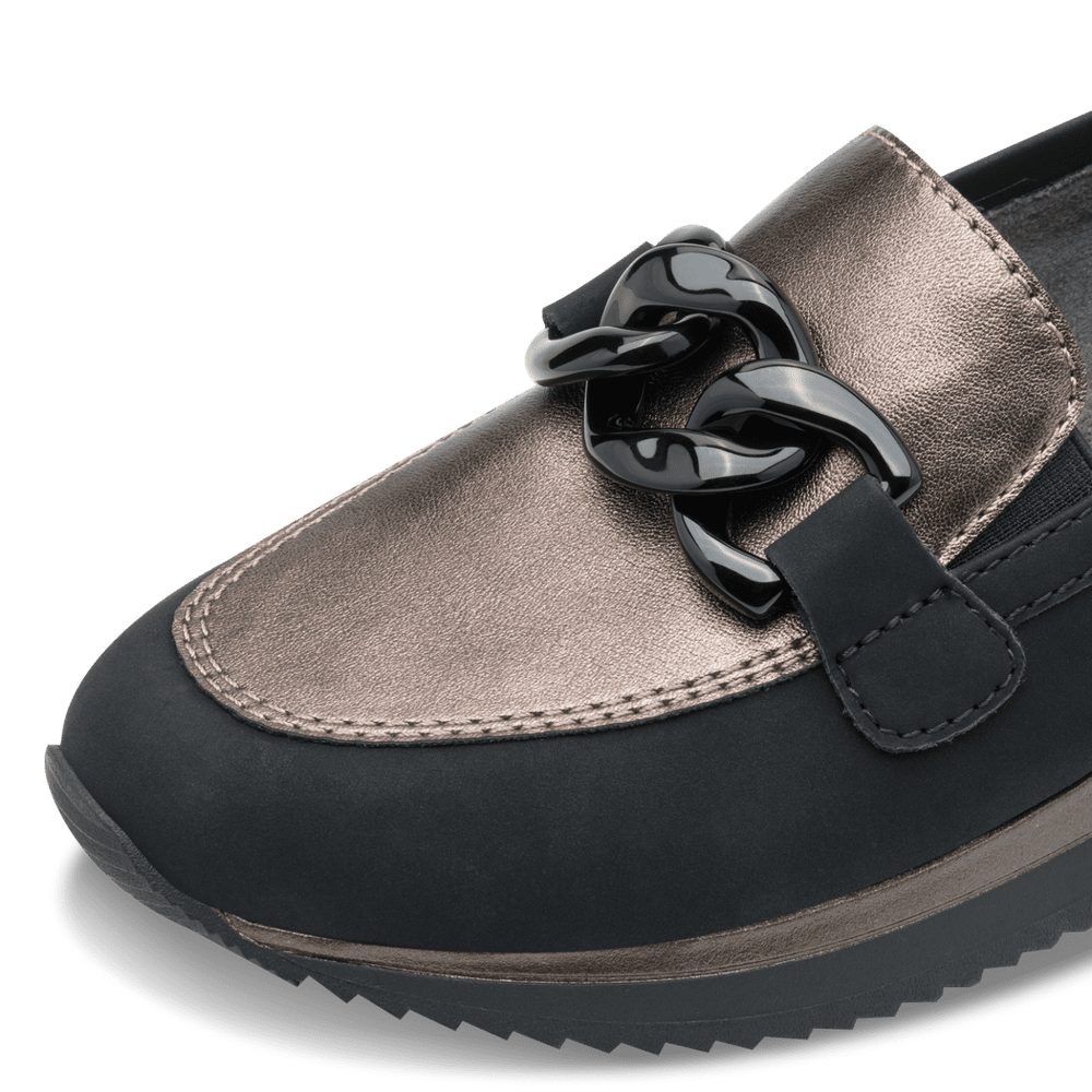Jana Black/Pewter Loafer 8-24766-43