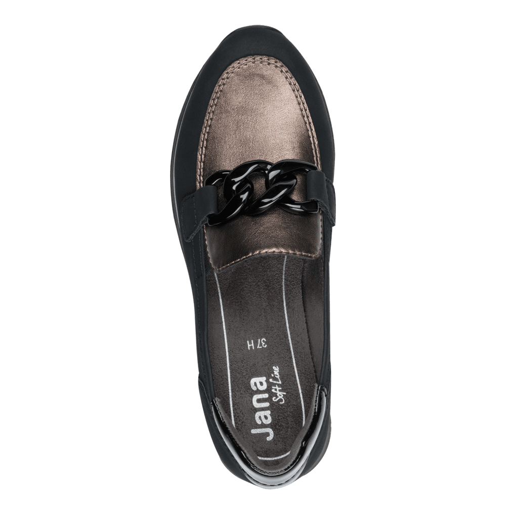 Jana Black/Pewter Loafer 8-24766-43