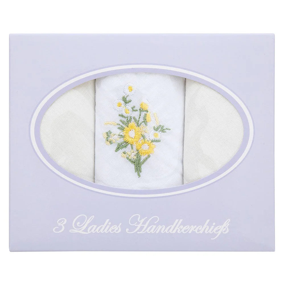 Ladies Handkerchiefs Cotton 3 Pack Boxed