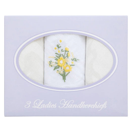 Ladies Handkerchiefs Cotton 3 Pack Boxed
