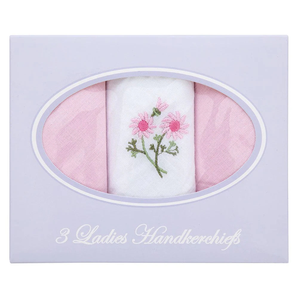 Ladies Handkerchiefs Cotton 3 Pack Boxed