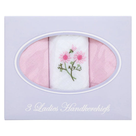 Ladies Handkerchiefs Cotton 3 Pack Boxed