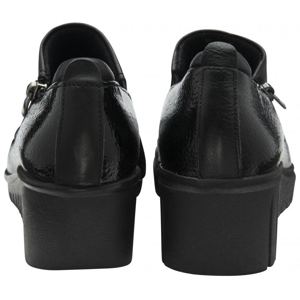 Lotus Altan Black Wedge Shoe