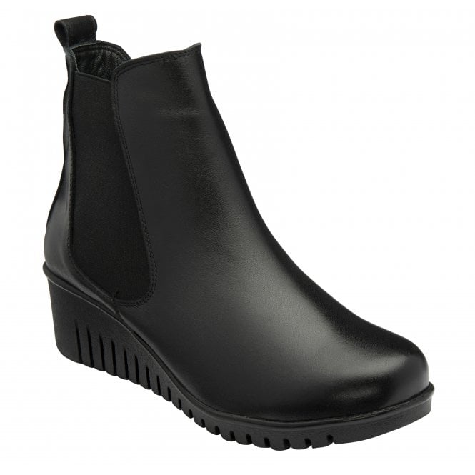 Lotus Dresden Black Wedge Boot