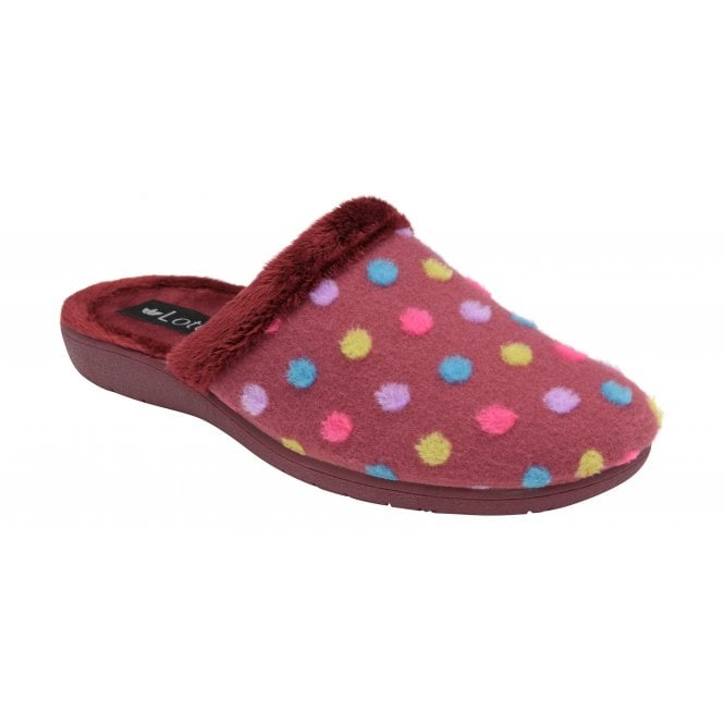 Lotus Berlie bordo spot slipper.