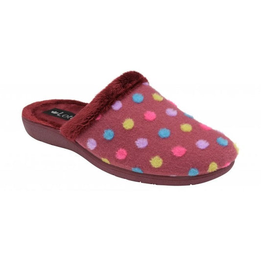 Lotus Berlie bordo spot slipper.