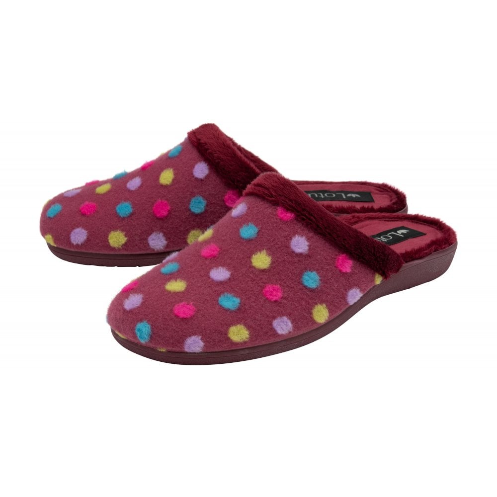Lotus Berlie bordo spot slipper.