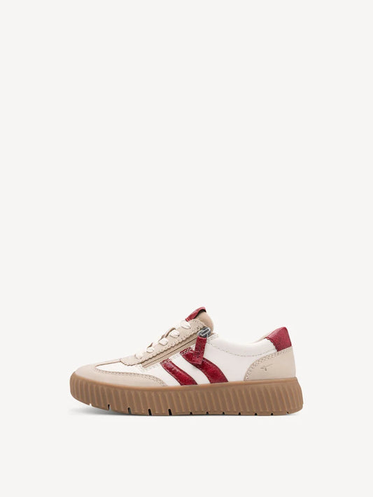Tamaris beige /red trainer 8-83729-45