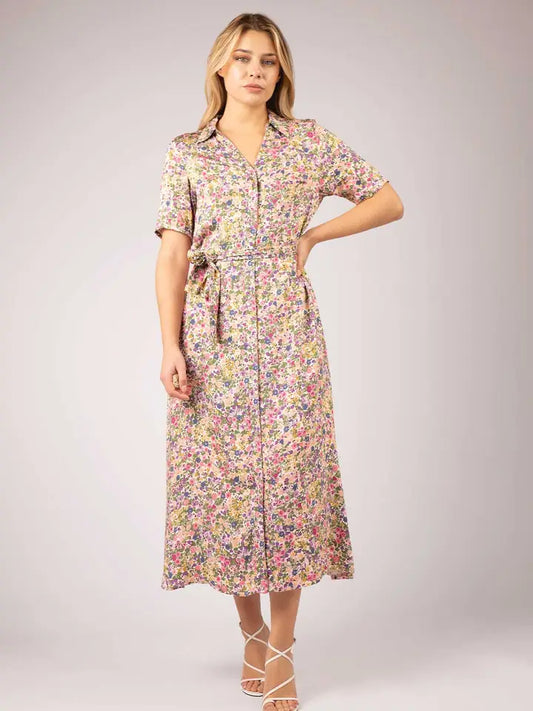 Jadie long belted shirt dress (purple)