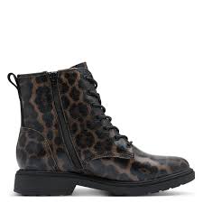 Jana 8-25282-45 leopard lace up boot