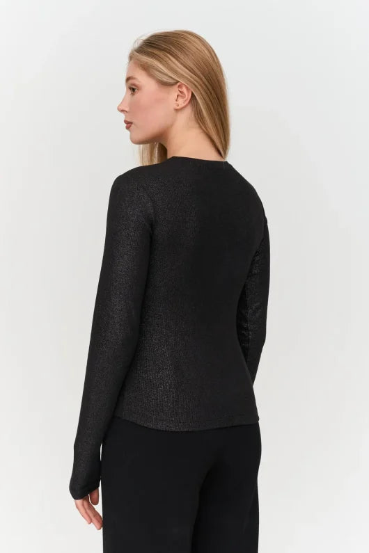 24Colours Black Glitter Top