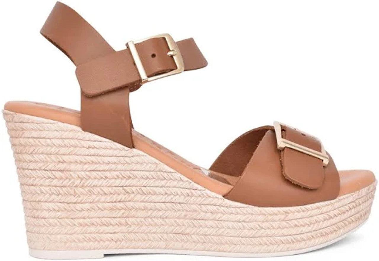 Oh my sandals tan wedge -5726