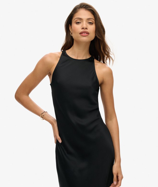 Satin Racer Midi Dress