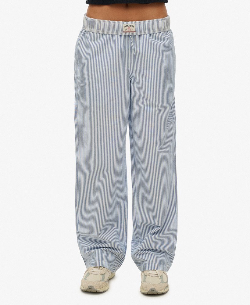 Cotton Stripe Elasticated Trousers