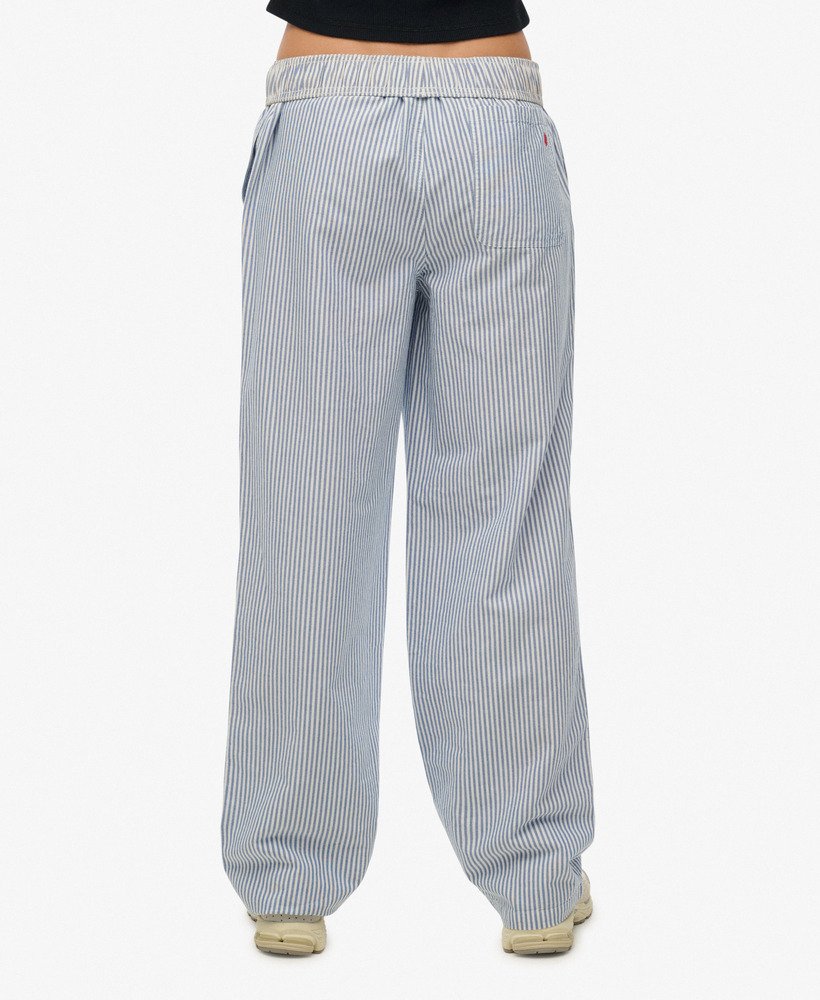 Cotton Stripe Elasticated Trousers