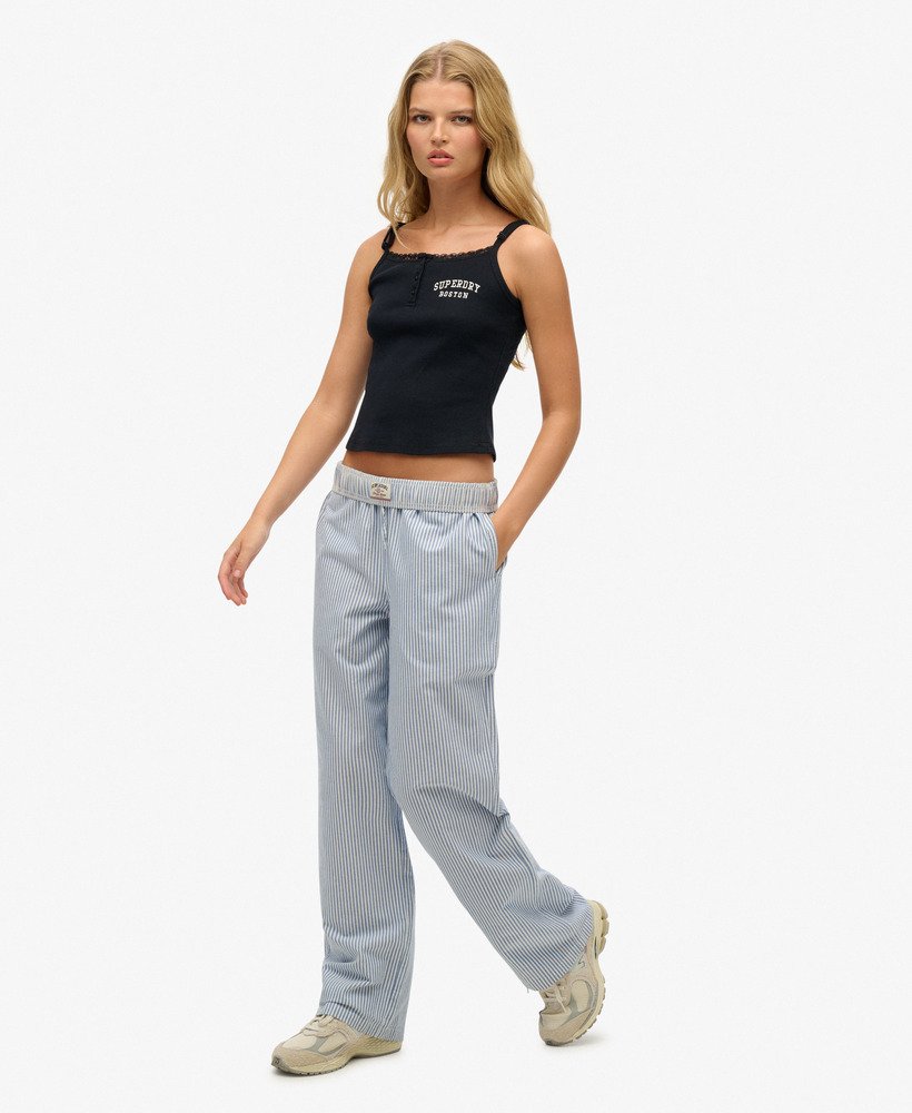 Cotton Stripe Elasticated Trousers