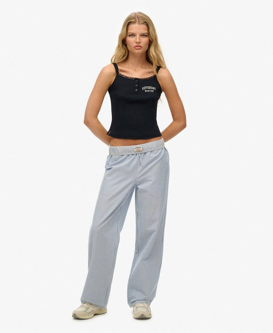 Cotton Stripe Elasticated Trousers