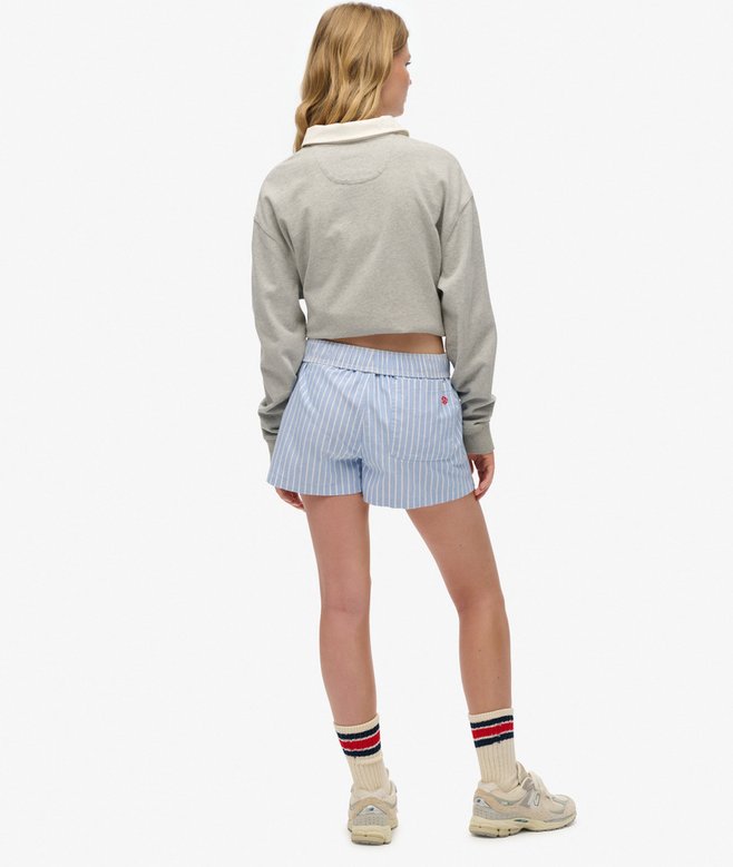 Organic Cotton Stripe Elastic Shorts Blue Stripe