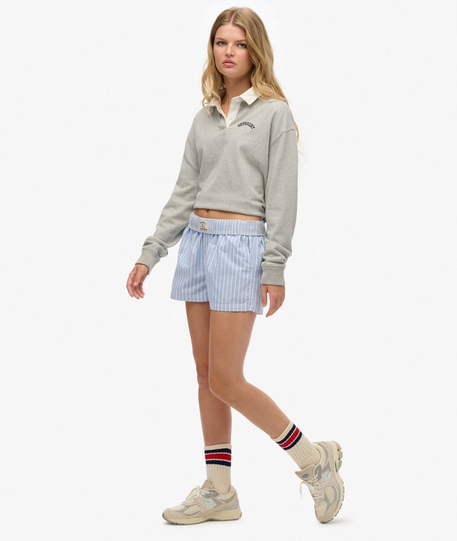 Organic Cotton Stripe Elastic Shorts Blue Stripe
