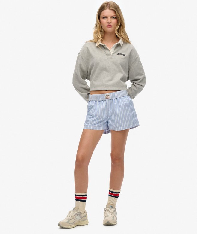 Organic Cotton Stripe Elastic Shorts Blue Stripe