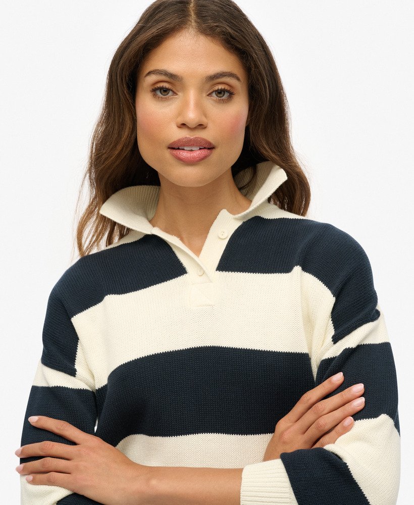 Slouchy Striped Rugby Knitted Jumper