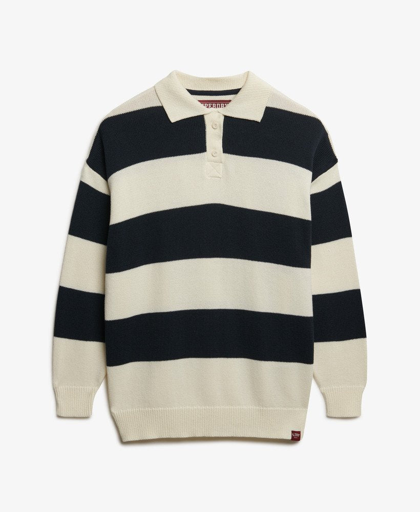 Slouchy Striped Rugby Knitted Jumper