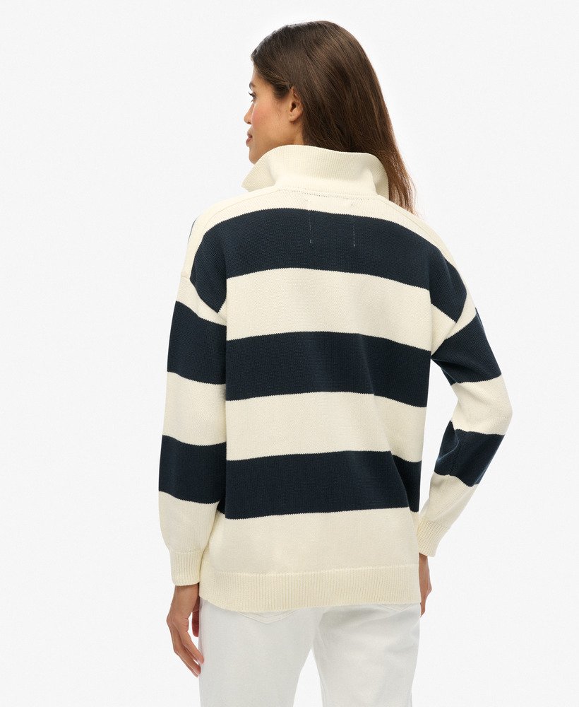 Slouchy Striped Rugby Knitted Jumper