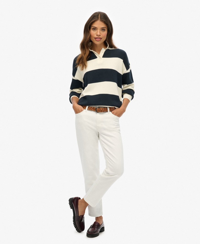 Slouchy Striped Rugby Knitted Jumper