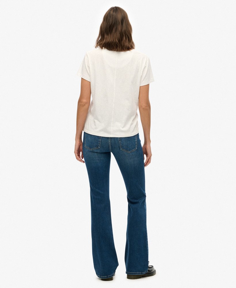 Organic Cotton Mid Rise Flare Jeans