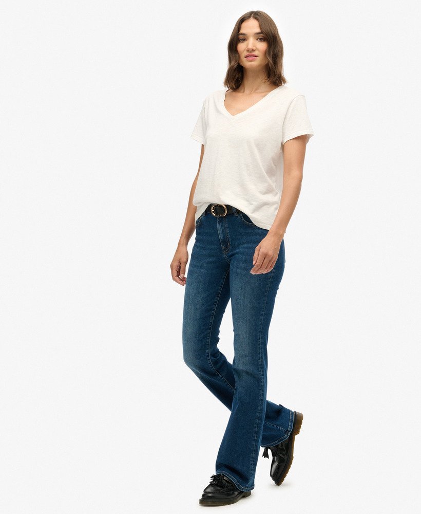 Organic Cotton Mid Rise Flare Jeans