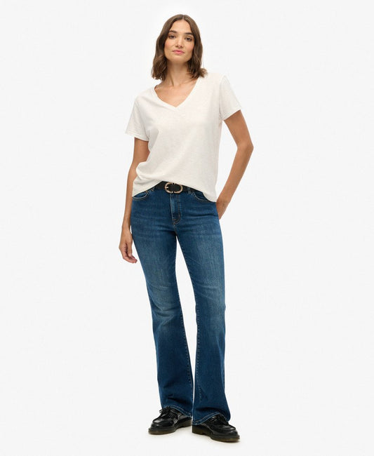 Organic Cotton Mid Rise Flare Jeans