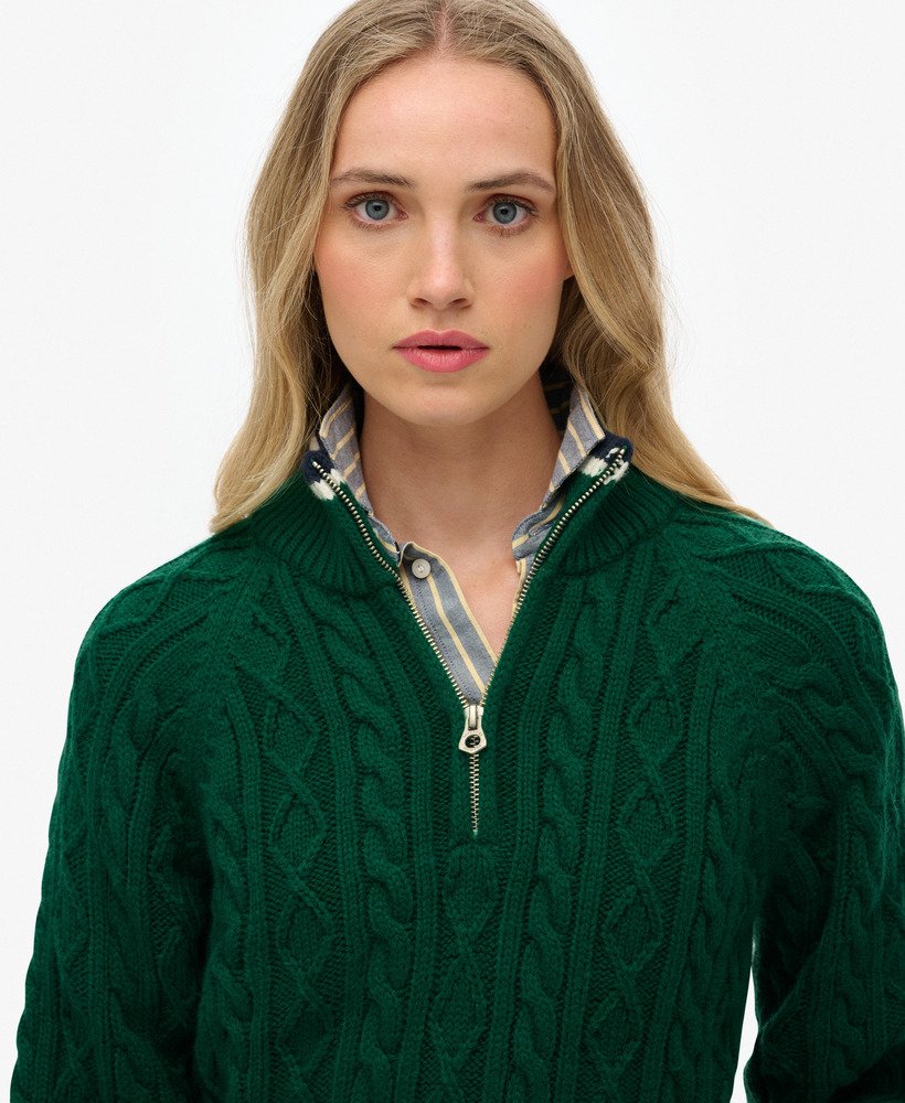 Slim Cable Half Zip Knit