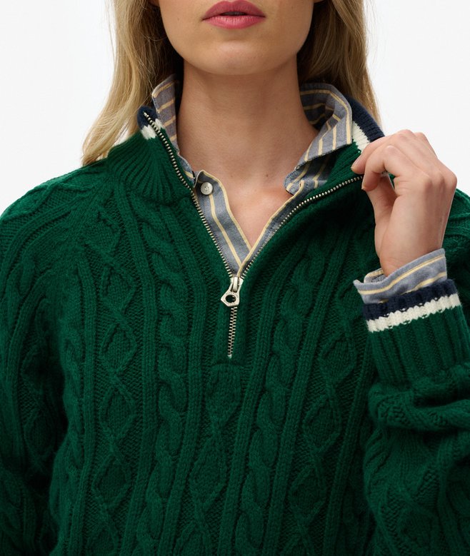 Slim Cable Half Zip Knit