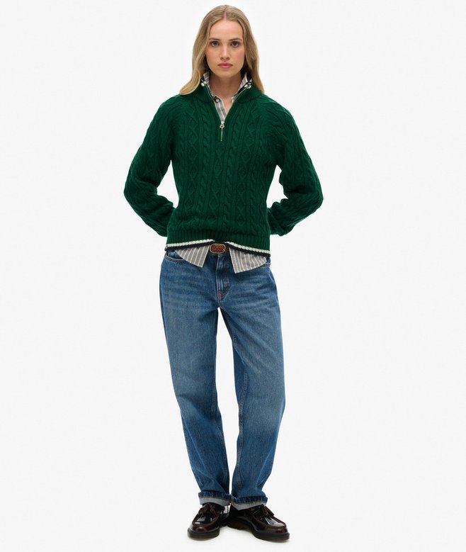 Slim Cable Half Zip Knit