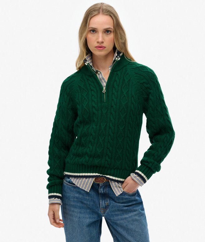 Slim Cable Half Zip Knit
