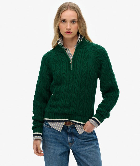 Slim Cable Half Zip Knit