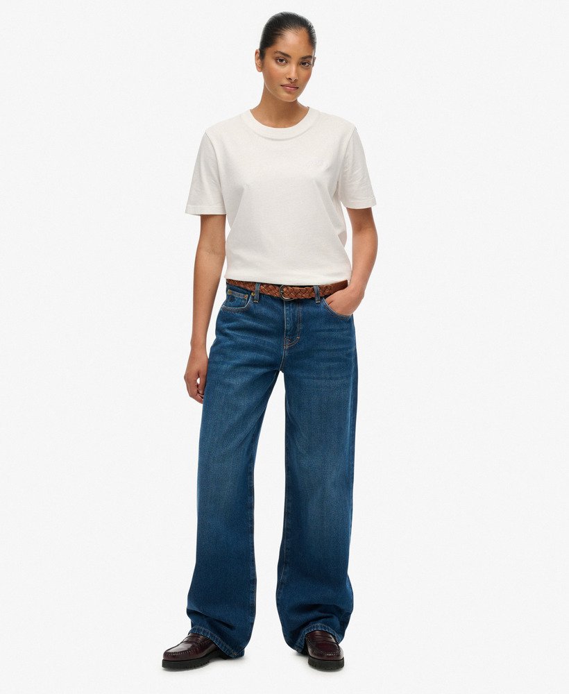 Organic Cotton Mid Rise Wide Leg Jeans