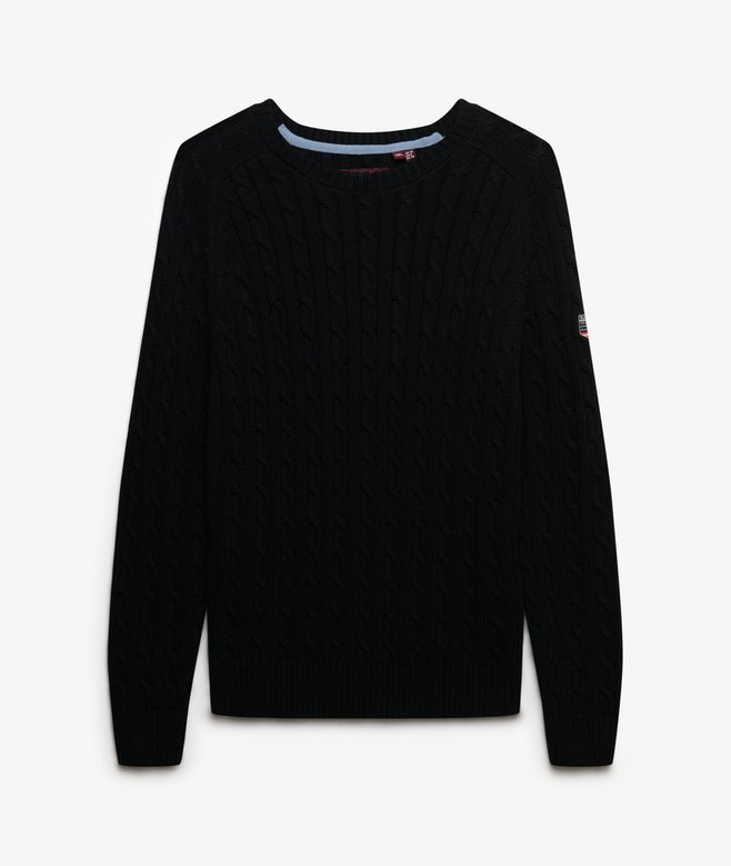 Slouchy Cable Knit Jumper Black