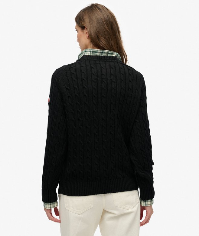 Slouchy Cable Knit Jumper Black