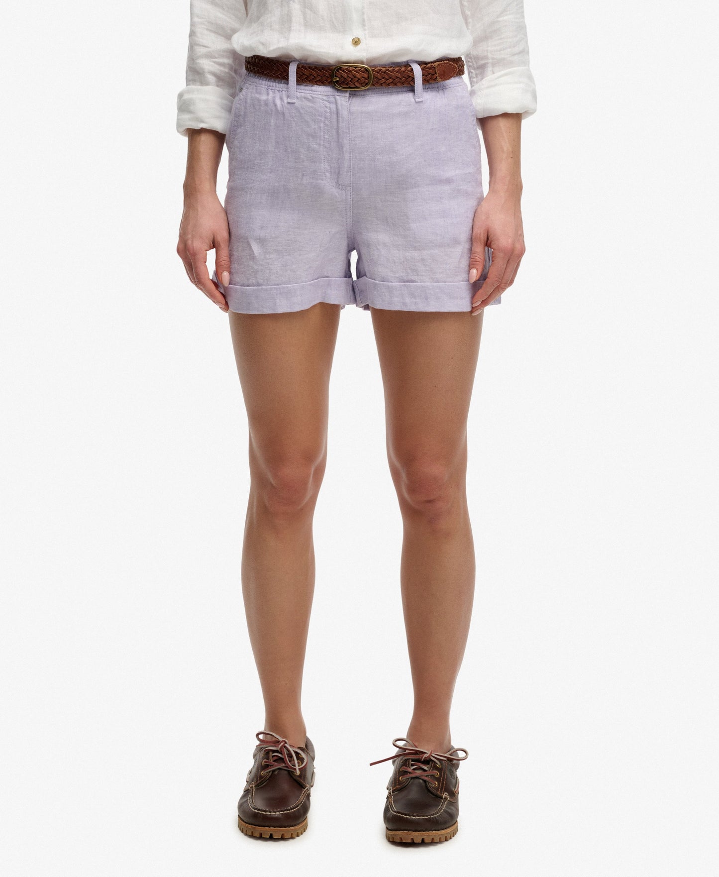 Mid Rise Linen Shorts