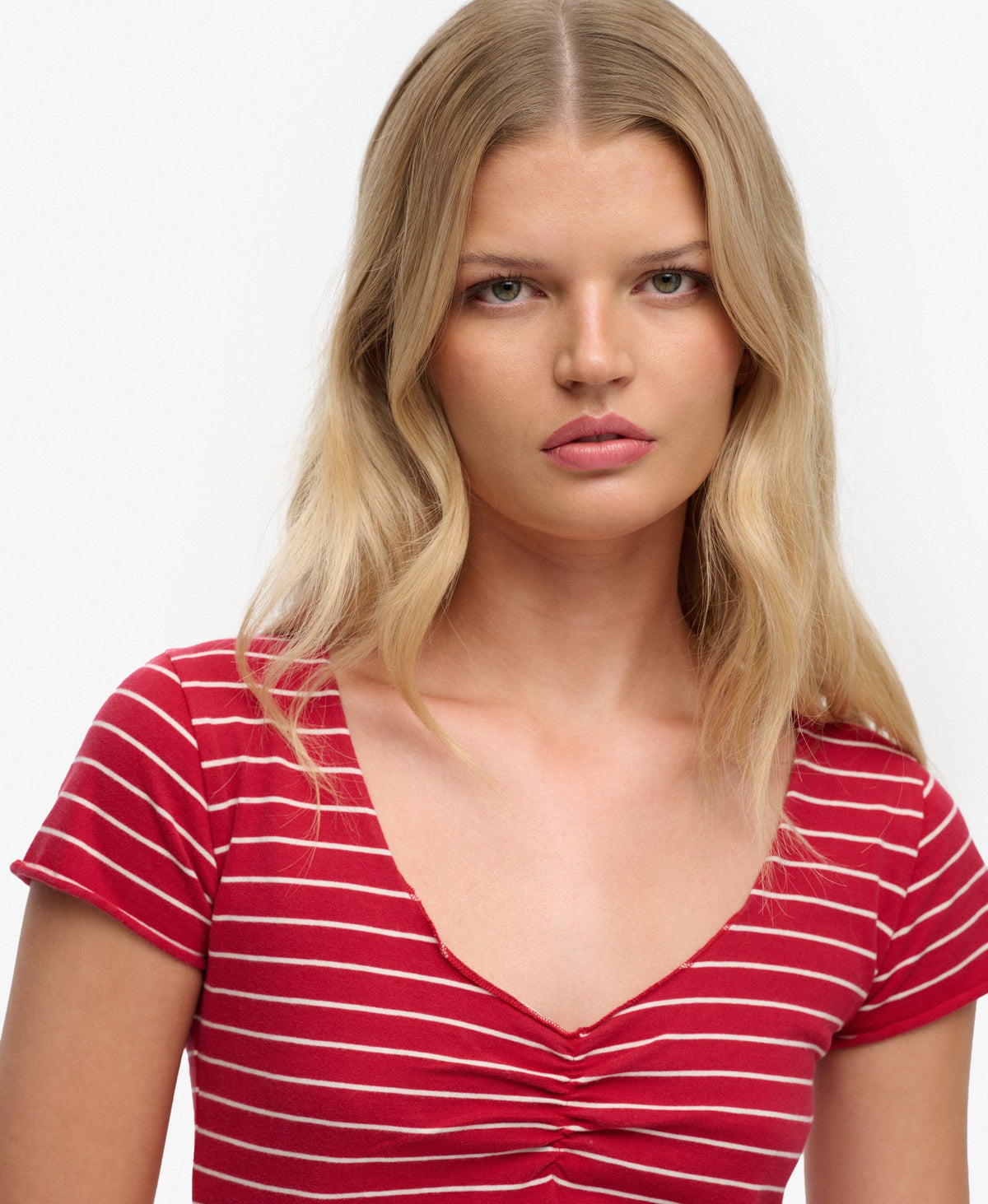 Athletic Essentials Gathered Pattern Top - Red Stripe