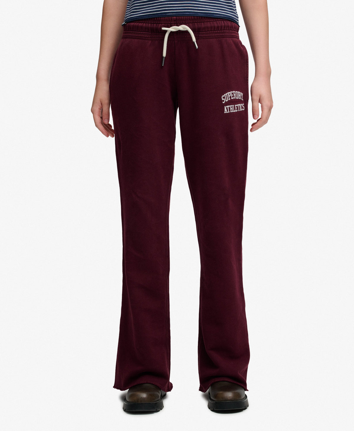 Athletic Embroidered Flare Joggers - Port Red