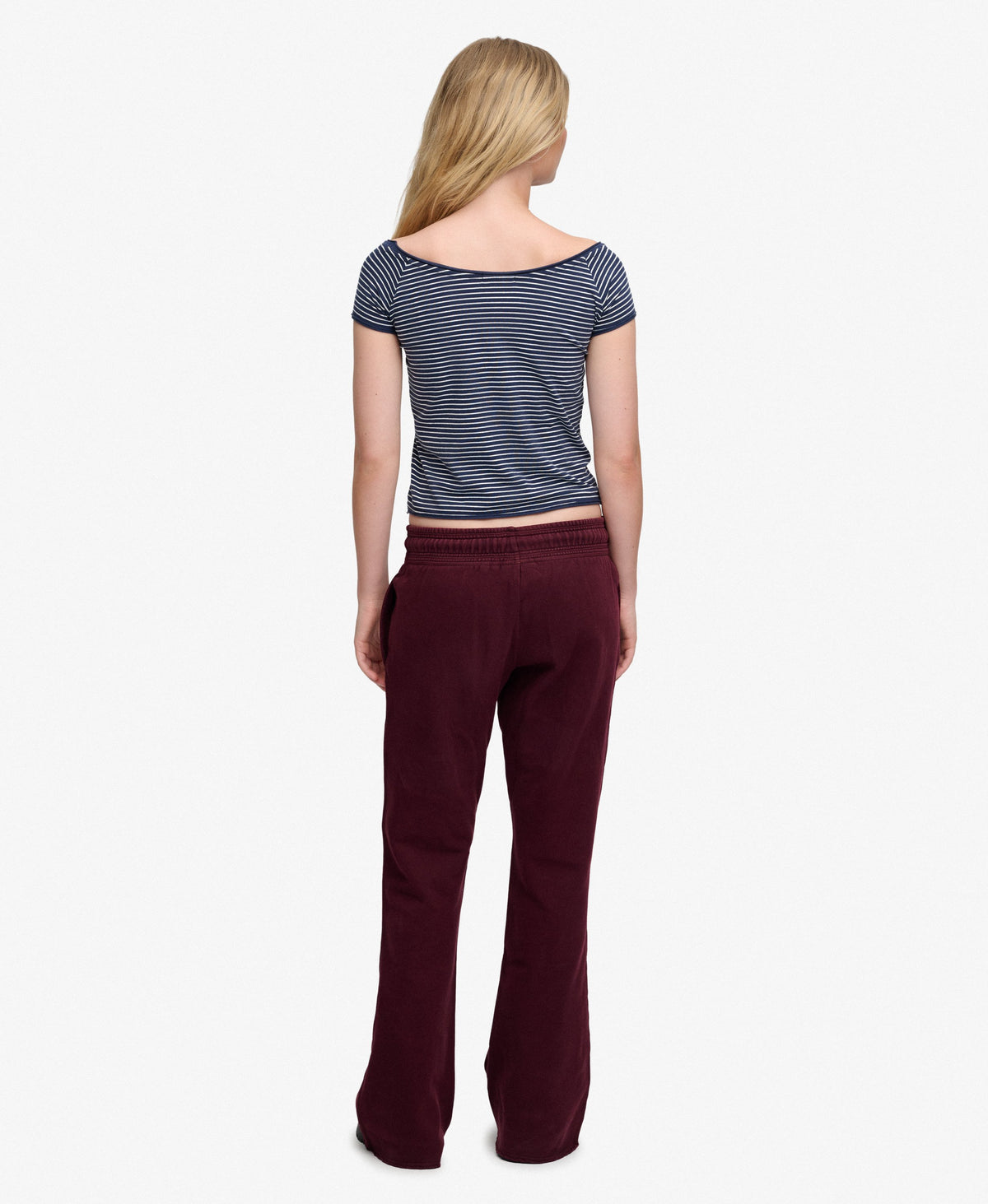 Athletic Embroidered Flare Joggers - Port Red