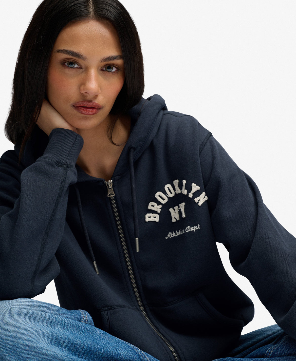 Athletic Essential Relaxed Crop Zip Hoodie