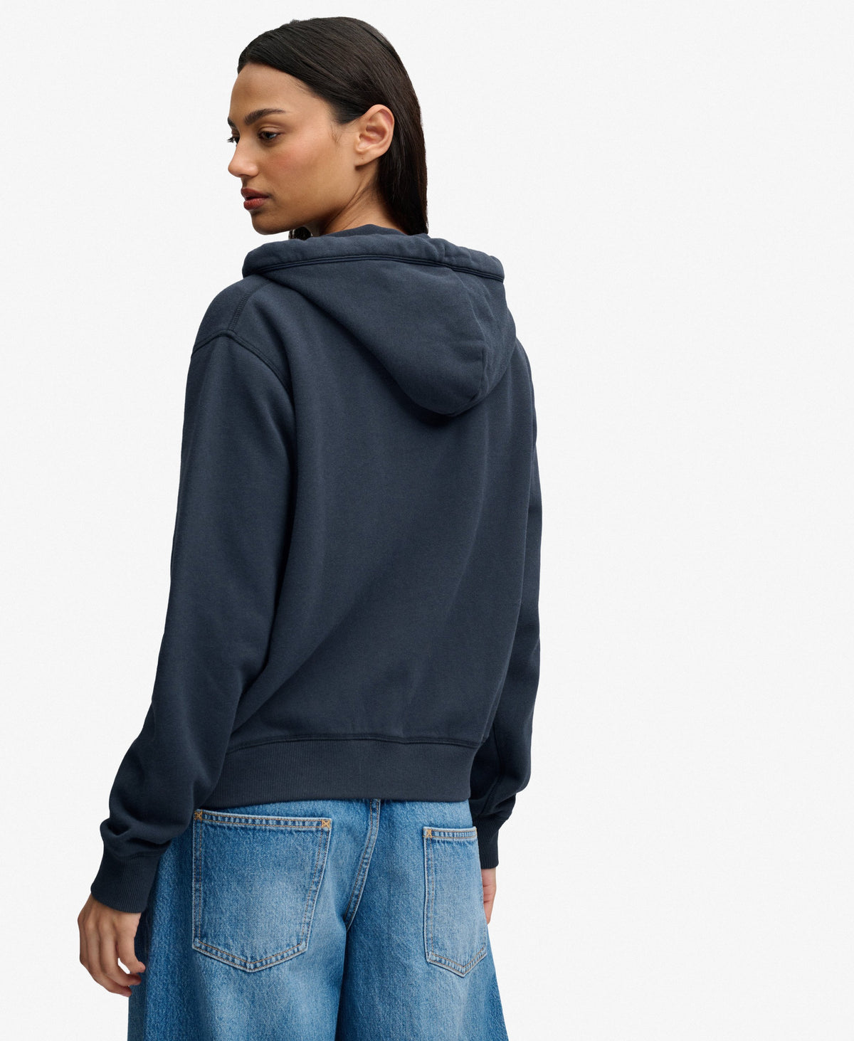 Athletic Essential Relaxed Crop Zip Hoodie